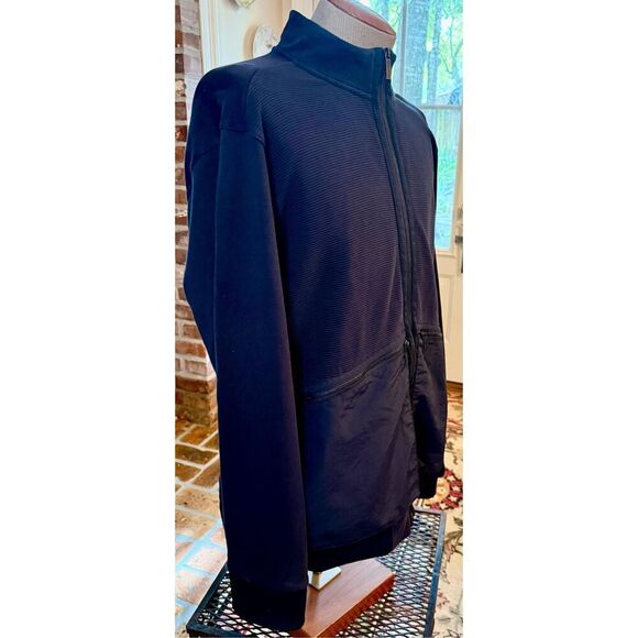 Perry Ellis Men’s Mixed Media Full Zip Sweater Sz. XXL Blue Zip Pockets - Picture 5 of 10